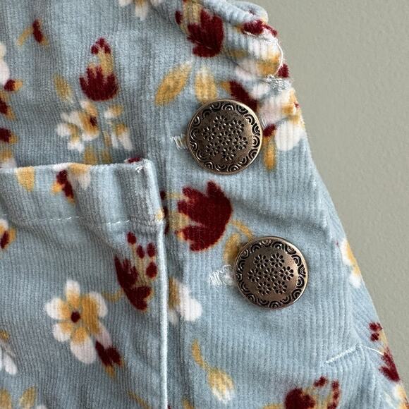 TAHARI Baby Girl Size 12M Blue Floral Corduroy Overall Jumper Dress Layering - Picture 4 of 11